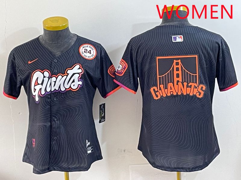 Women San Francisco Giants Blank Black Second generation Joint Name 2025 Nike MLB Jersey style 7->women mlb jersey->Women Jersey